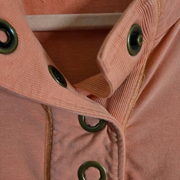 Soft Surroundings Lakshmi Peach Cotton Blend Tunic Top Large Snaps PocketsSize M - Picture 6 of 9